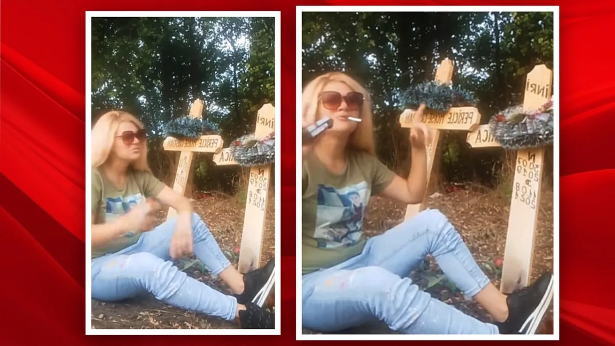 Imagini tulburătoare! Cum s-a filmat în cimitir mama gemenilor căzuți de la etajul 10 (în timp ce ea făcea live pe Facebook)