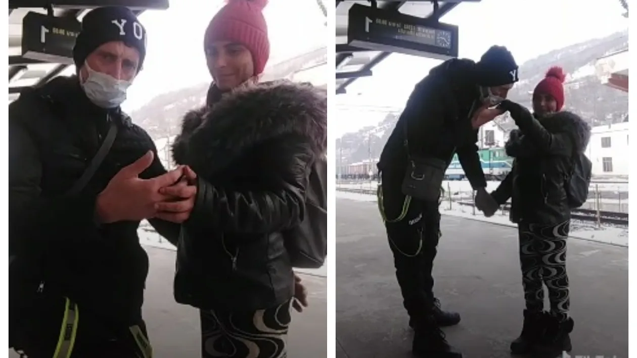 Cum au apărut Alexandra și Ionuț Bodi, în gara din Sinaia. Călătorii și-au dat coate atunci când i-au văzut