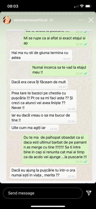 Dialogul halucinant dintre hărțuitor și Simona Trașcă