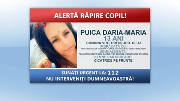 Poliţiştii caută o fată de 13 ani din judeţul Cluj, care ar fi fost răpită de un tânăr de 27 de ani