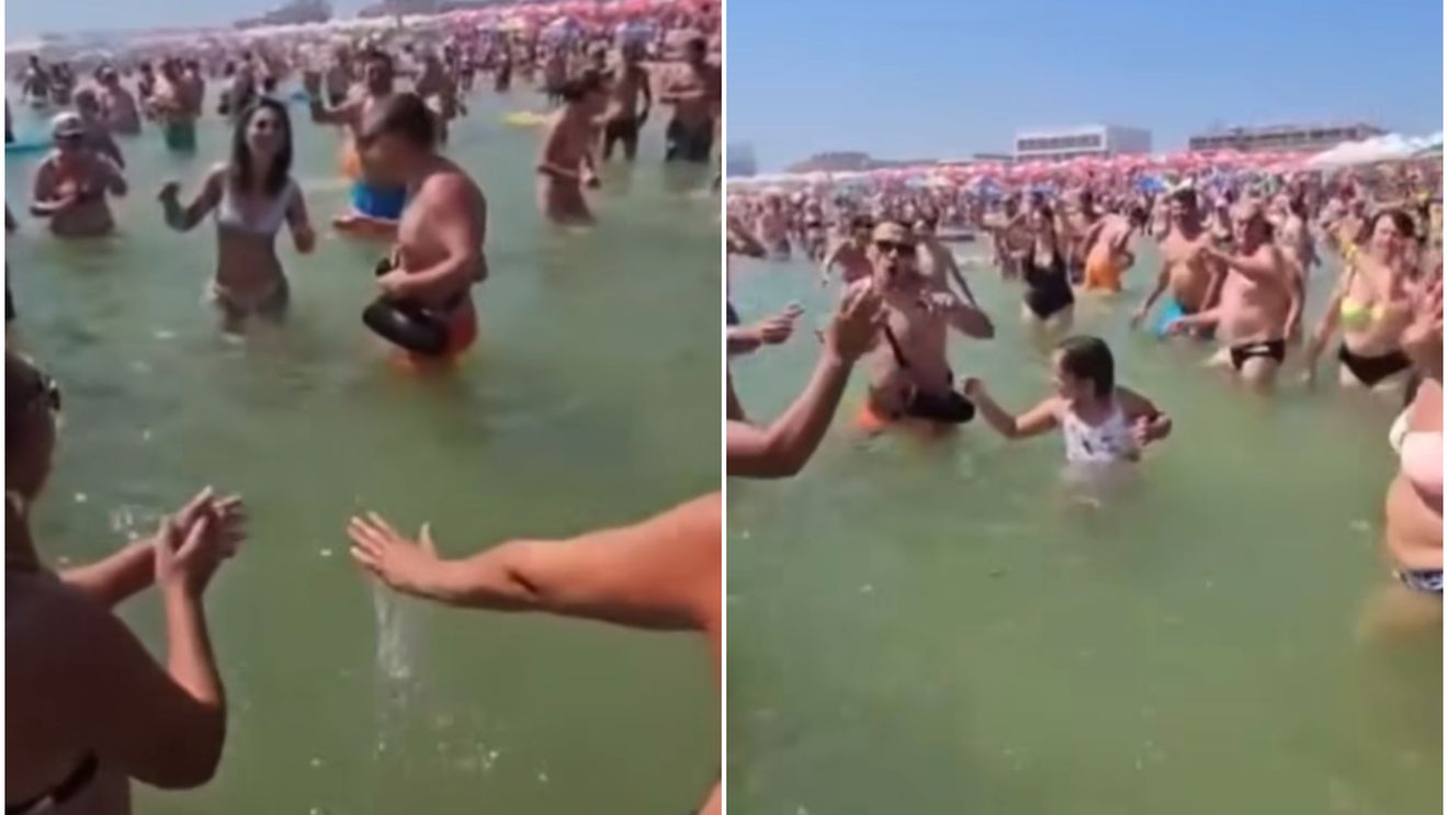 Imagini incredibile la Eforie. Oamenii au dansat în mare, cu boxa și paharele de bautură după ei | VIDEO