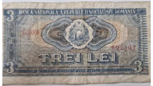Prețul unei mici comori. Cu cât se vinde o bancnotă de 3 lei din 1966, acum, în 2023