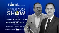 Marius Tucă Show începe miercuri, 5 iunie, de la ora 19.20, live pe gândul.ro. Invitați: Dragoș Ciobotaru și Valentin Resmeriță