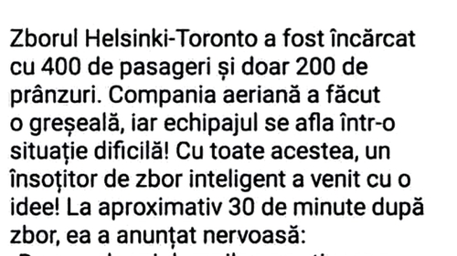 BANCUL ZILEI | Probleme pe zborul Helsinki - Toronto