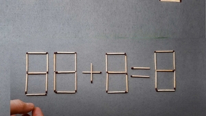 Test de inteligență | Mutați 2 chibrituri pentru a corecta egalitatea: 88+8=8
