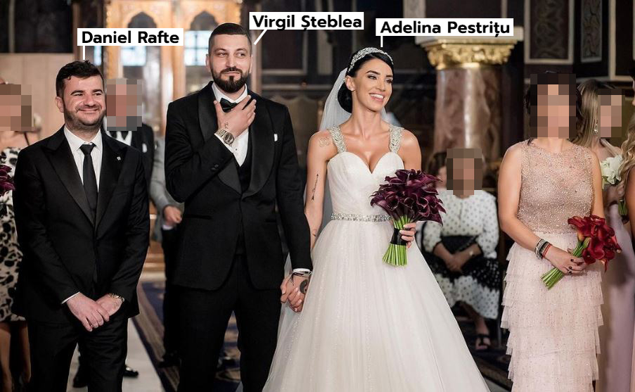 Adelina Pestrițu și Virgil Șteblea, alături de nași la cununia religioasă