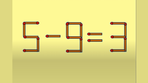 TEST IQ | Mutați un singur chibrit, pentru a transforma 5-9=3 într-o egalitate corectă