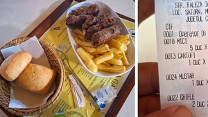 Câți lei a plătit un turist pentru 5 mici și o porție de cartofi prăjiți, într-un restaurant de pe faleza din Saturn: "Cât credeți că a costat?"