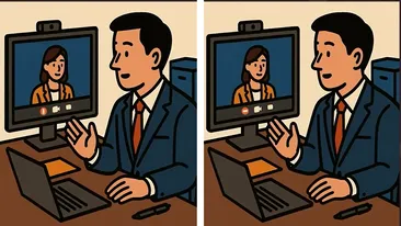Test de perspicacitate | Depistați toate cele 3 diferențe dintre acești doi corporatiști aflați în meeting
