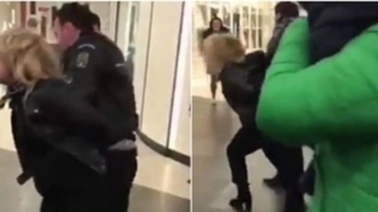 Femeia încătuşată la mall  în faţa copilului, primele declaraţii: “L-am lovit şi imediat m-a pus la pământ“