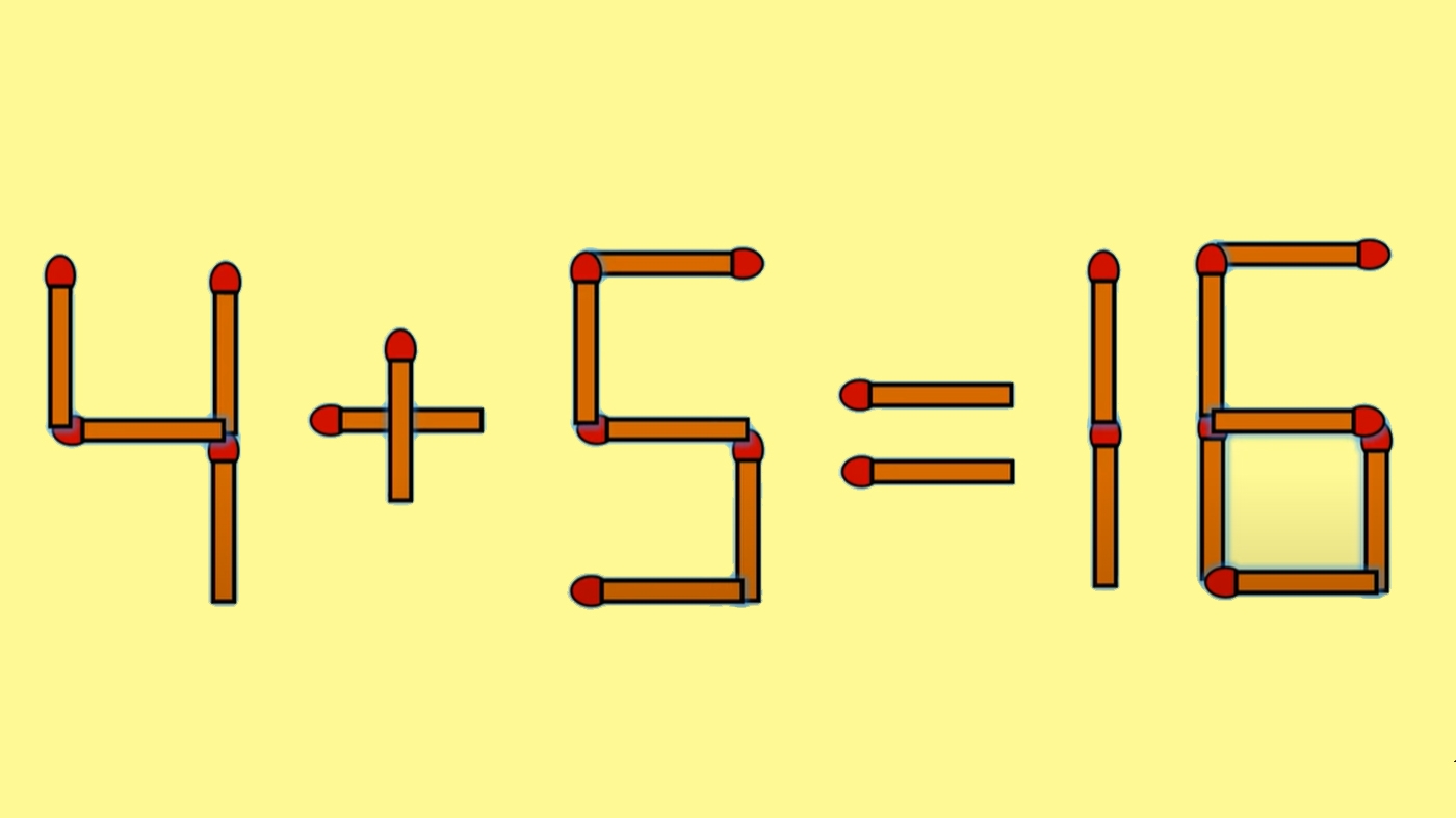 TEST IQ | 4+5=16 este greșit. Pentru a corecta egalitatea, este nevoie să mutați un singur chibrit