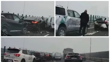 Carambol pe autostradă, lângă Capitală! Zeci de mașini au fost implicat într-un accident grav. Numeroși răniți