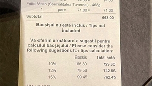 Cât a dat o bucureșteancă pe o sticlă de apă plată, la Taverna Racilor din Herăstrău. Nota totală a fost de 663 de lei