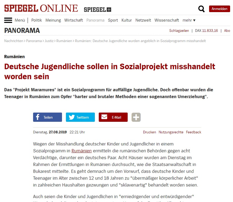 Cazul este relatat pe larg și în presa germană