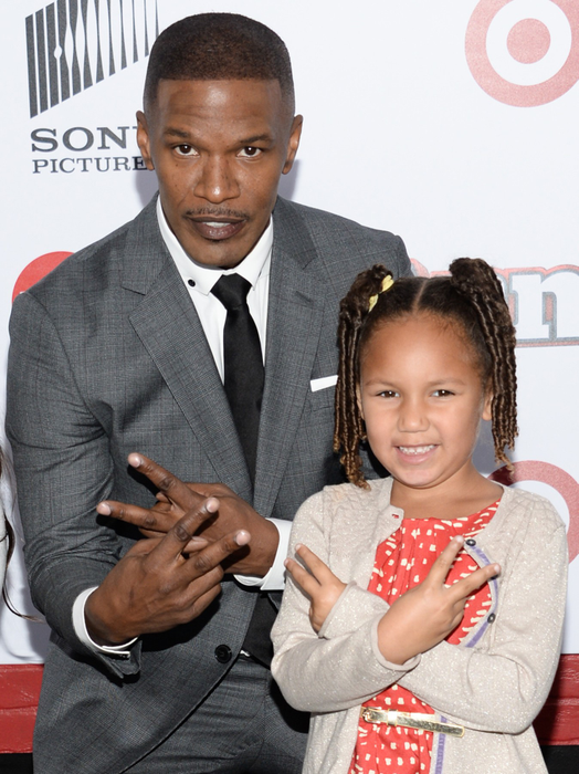 Jamie Foxx și fiica sa Anelise Bishop la petrecerea de premieră a filmului "Annie" în New York în 2014. Foto: Profimedia