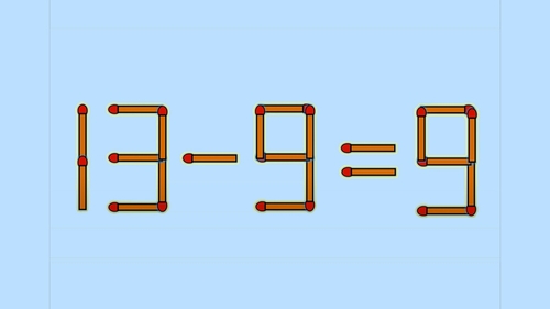 Test de inteligență | Mutați un singur băț, pentru a transforma 13 - 9 = 9 într-o egalitate corectă