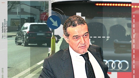 Gigi Becali, “spectacol” la Palat. Cu telefonul lipit de ureche, a apărut la volanul unui Q7 țiplă și a trecut „discret” peste linia continuă