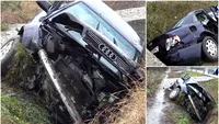 VIDEO / Grav accident lângă Dej, cu o întreagă familie! Maşina s-a făcut praf!