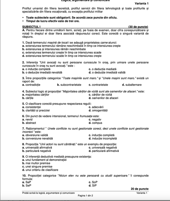 Bacalaureat 2025 | Ce subiecte au picat astăzi la logică, psihologie, economie, sociologie și filosofie