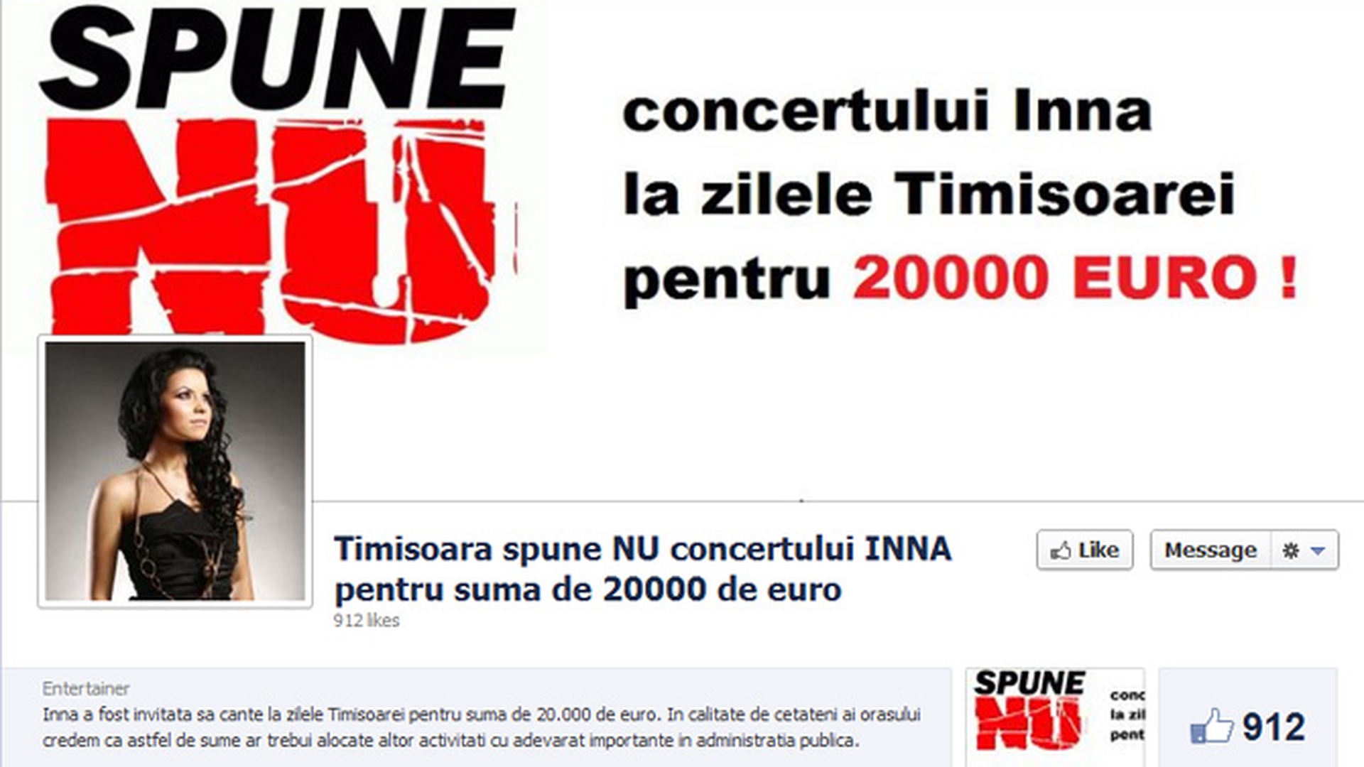 Banatenii strang semnaturi impotriva artistei, pe motiv ca cere prea multi bani si saraceste orasul! Inna are INTERZIS la Timisoara!