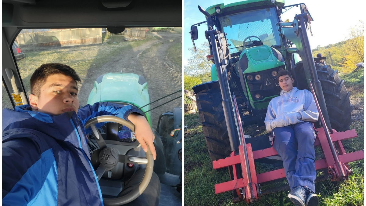 Teofan Sasca, băiatul unui preot din Botoșani, muncește pe tractor și face senzație pe Youtube: ”Nu-mi place să-i cer bani tatei”