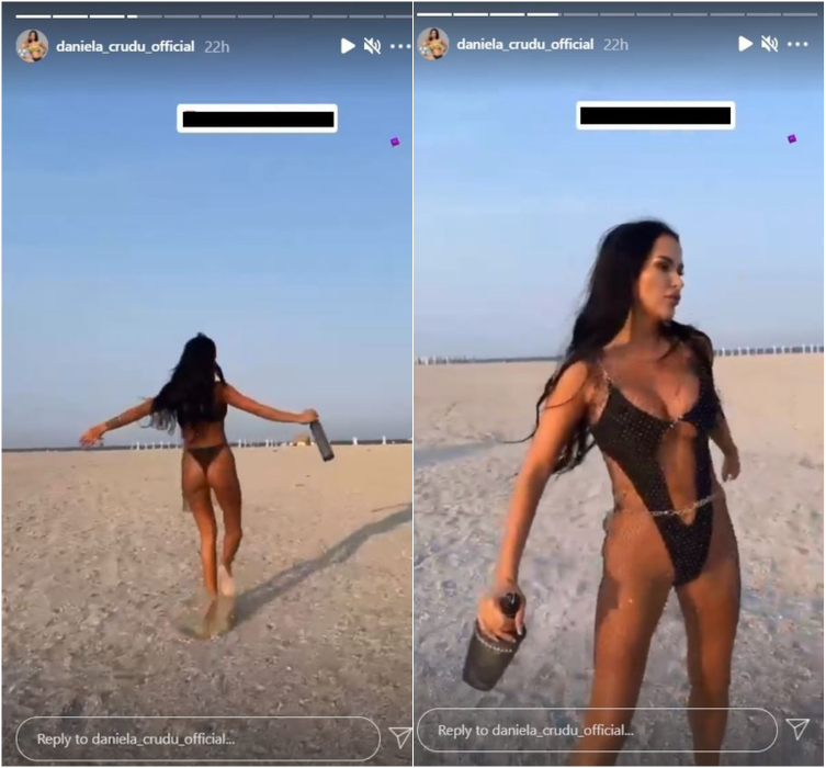 Daniela Crudu a îmbrăcat un costum de baie minuscul. Sursă: capturi Instastory