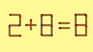 Test IQ cu chibrituri | Mutați un singur băț, pentru a corecta 2 + 8 = 8