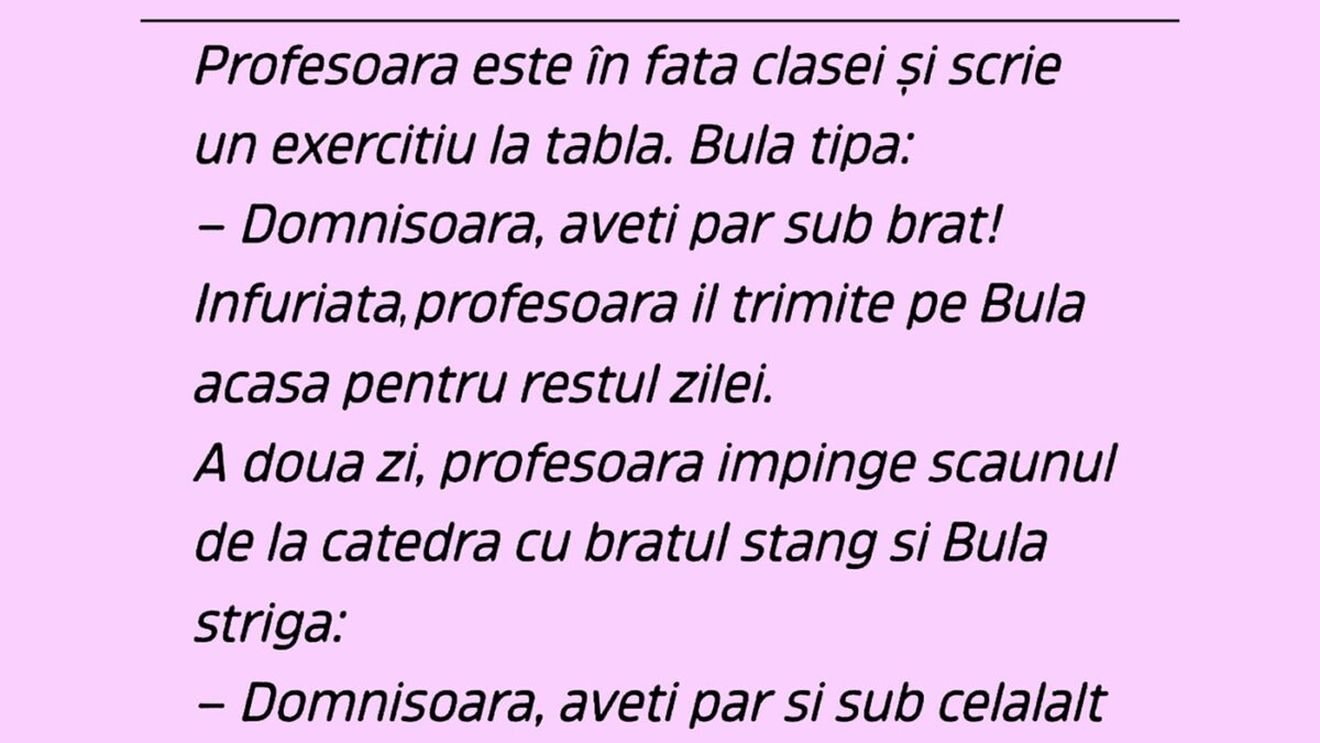 BANC | Bulă și profesoara neîngrijită