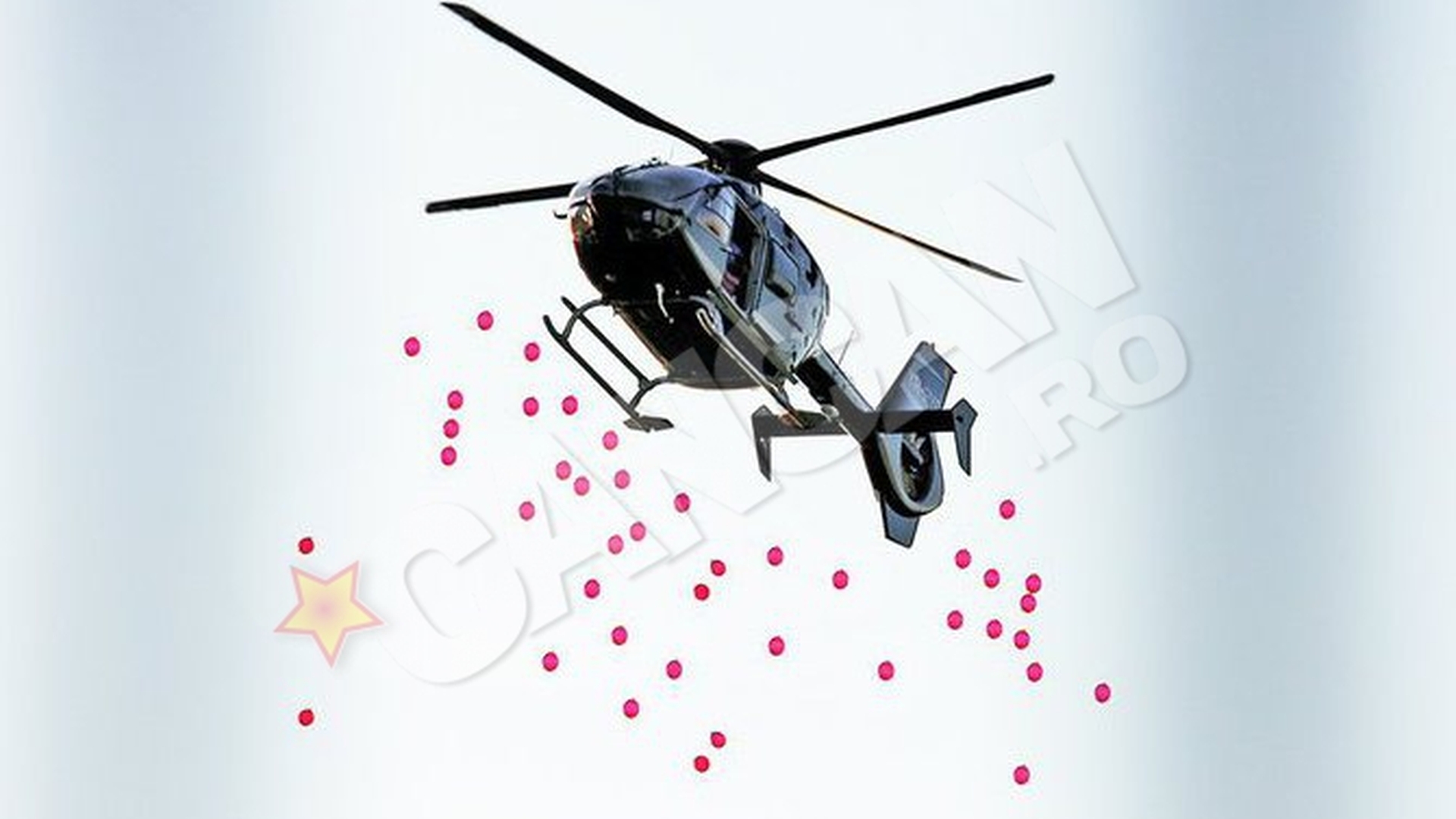 I-au aruncat baloane "alb-rosii" din elicopter