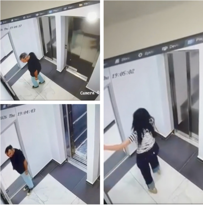 Momentul din lift a fost filmat/Foto: Antena 3 CNN