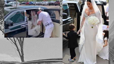 Apariție impecabilă a miresei lui Florin Salam! Roxana Dobre s-a dat jos din Rolls Royce, într-o rochie unică semnată de Cristina Săvulescu