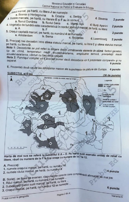 Subiecte Bacalaureat Geografie 2020