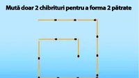 Test de inteligență: Mută doar 2 chibrituri pentru a forma 2 pătrate. O poți face?