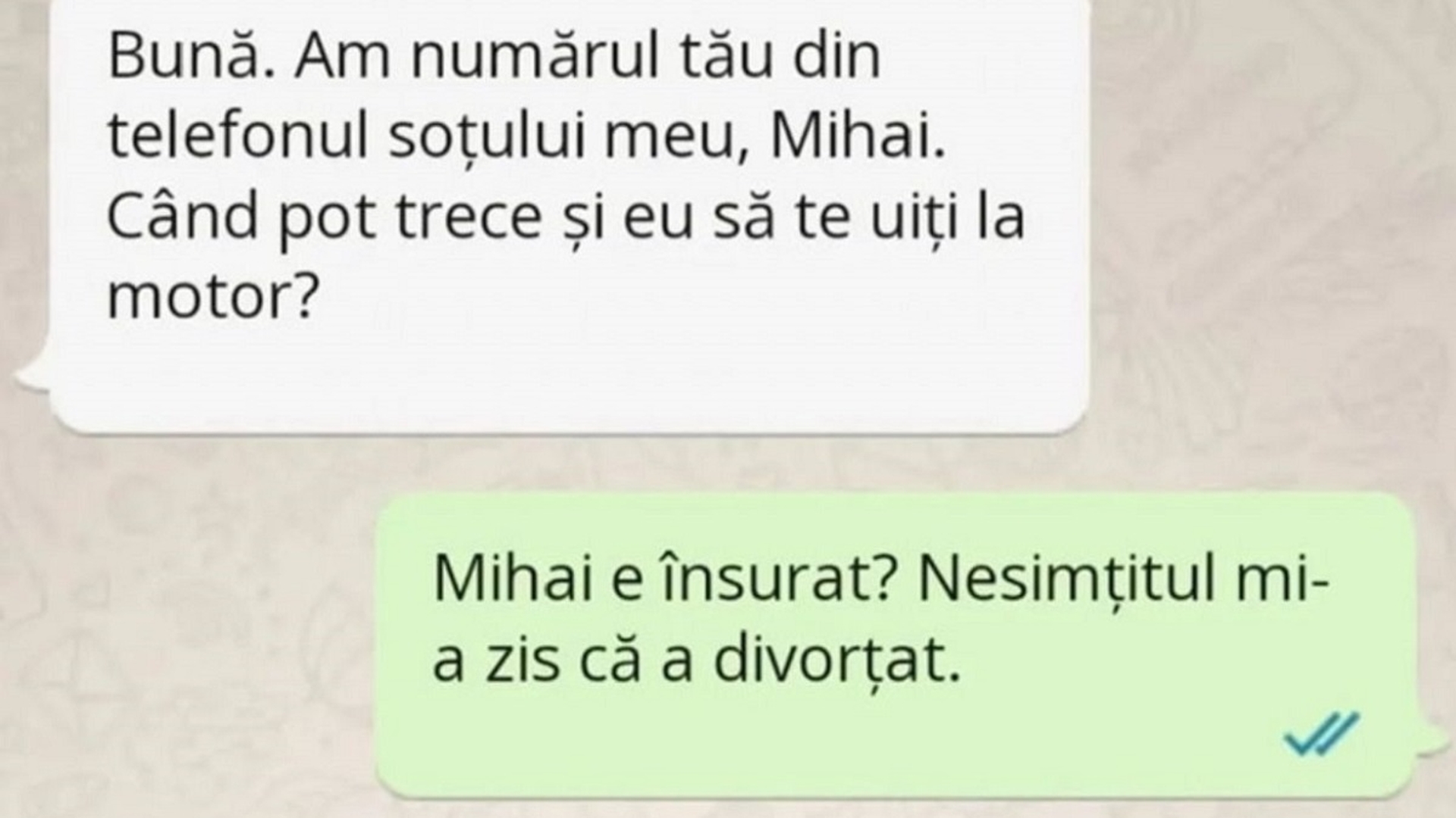 BANC | ”Bună, am numărul tău din telefonul soțului meu”