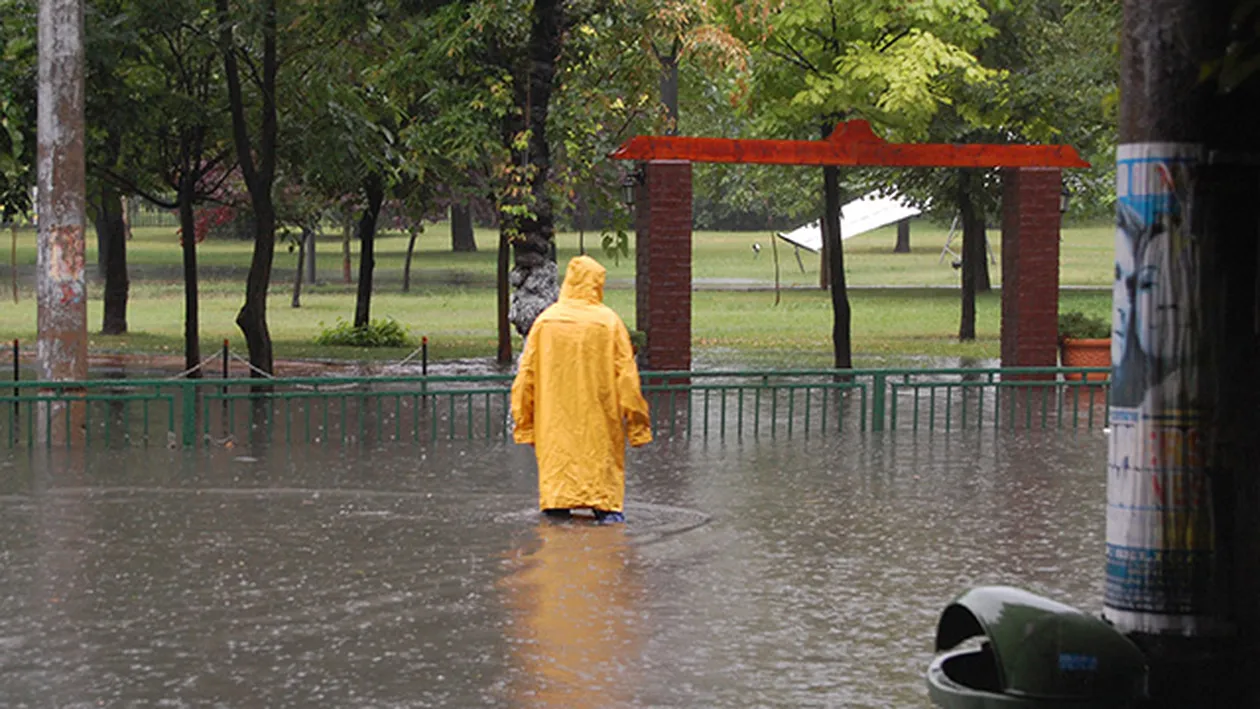 VREME de COŞMAR în Capitală: Trafic PARALIZAT, copaci rupţi, maşini distruse şi străzi inundate