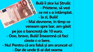 BANC | Bulă îi zice lui Ștrulă: "Am găsit pe jos o bancnotă de 10 euro"