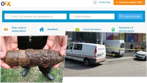 Un tânăr din Ilfov s-a ales cu dosar penal după ce a încercat să vândă un obuz pe OLX