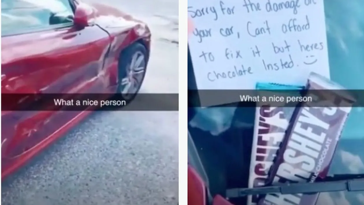 Nu e glumă! Ce mesaj superficial a primit o femeie pe parbrizul mașinii parcate, după ce i-a fost avariată de un șofer neatent