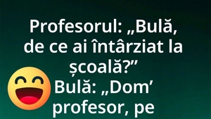 BANC | Profesorul: "Bulă, de ce ai întârziat la școală?"