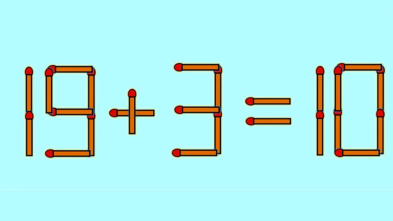 Test IQ cu chibrituri | Corectați 19 + 3 = 10, mutând un singur băț