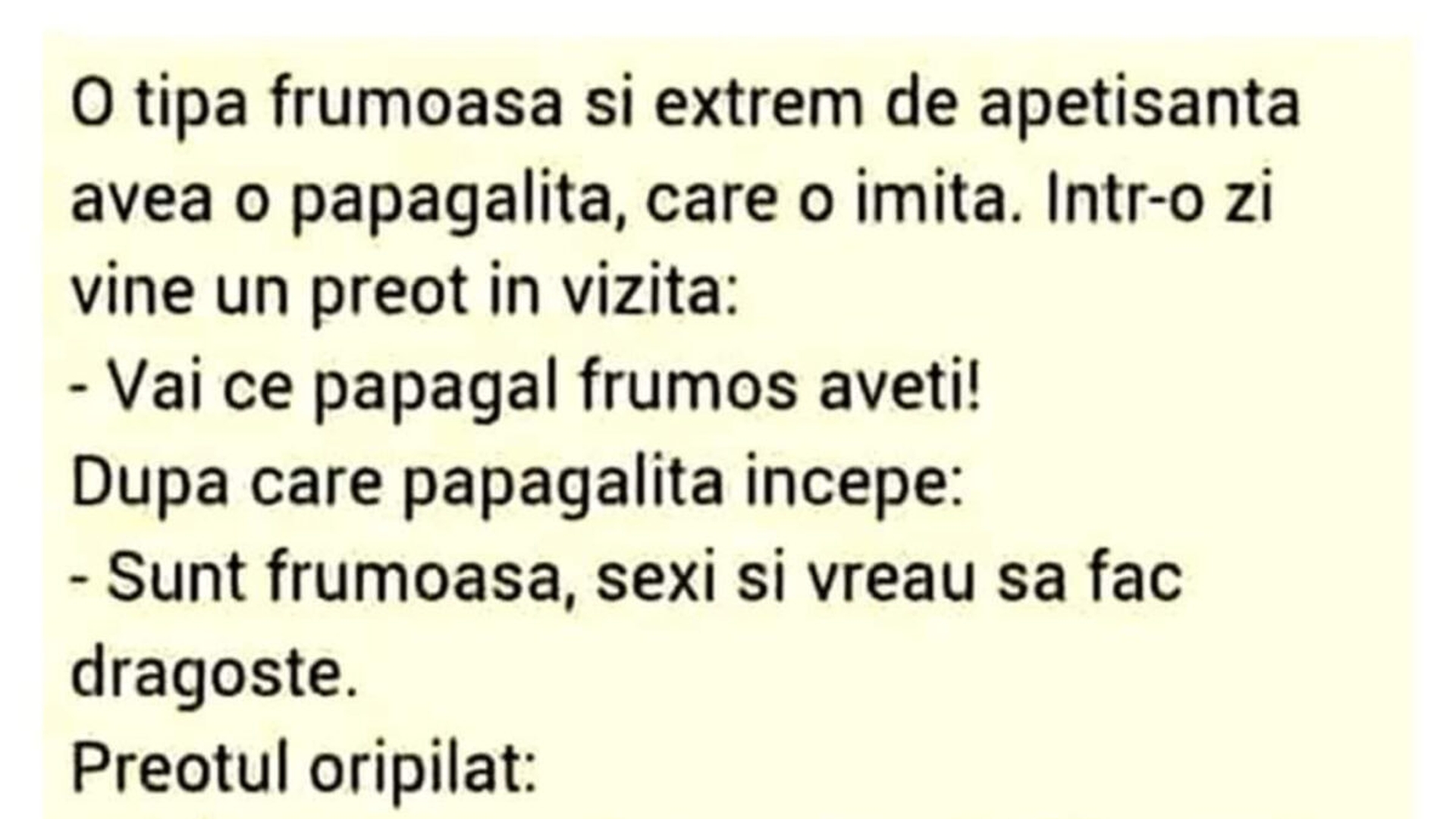 Bancul de weekend | Preotul, enoriașa și papagalița