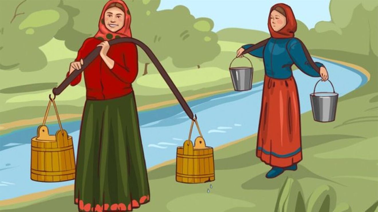 Test de logică | Care dintre aceste două femei va aduce o cantitate mai mare de apă? Atenție la detalii!