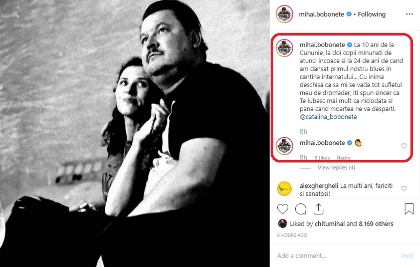 Anunțul făcut azi de Mihai Bobonete, la 10 ani de la cununie. Mesaj pentru soția lui, Cătălina