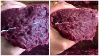 Un măcelar a tăiat o bucată de carne ca să o prepare, dar un fenomen straniu l-a oprit. Incredibil ce a filmat bărbatul