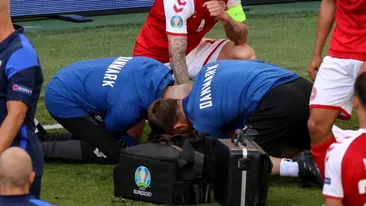 Momente dramatice pe teren. Meciul Danemarca-Finlanda a fost suspendat. Jucătorul danez Christian Eriksen a căzut la pământ