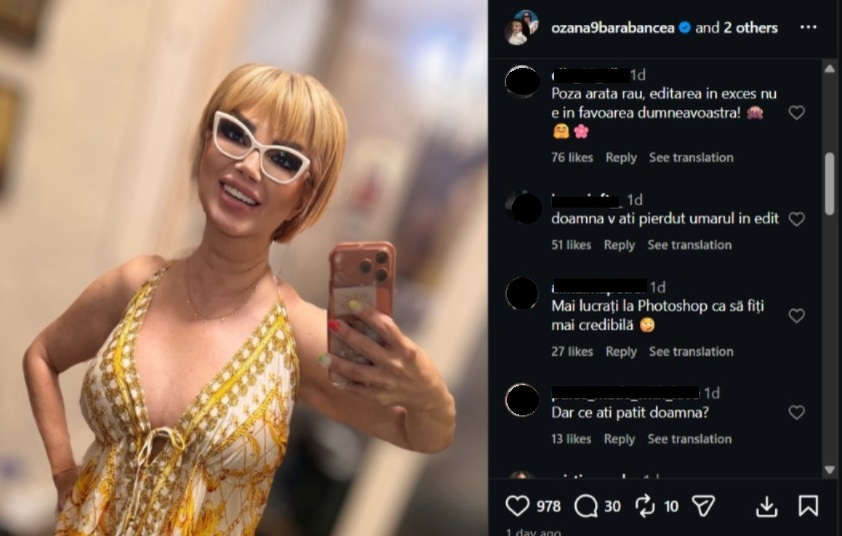 Cum arată Ozana Barabancea după ce și-a operat bustul. Fanii au taxat-o grav: „Doamnă, v-ați pierdut umărul în edit”