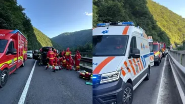 Accident cumplit pe DN7! Un bolovan uriaș a căzut peste o mașină, iar un bărbat a murit