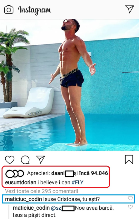 Râzi cu lacrimi! Ce comentariu i-a lăsat Codin Maticiuc lui Dorian Popa, după ce acesta s-a pozat în piscină de parcă merge pe apă ca Iisus! Răspunsul savuros al cântărețului