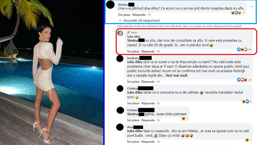 Iulia Albu susține că afirmațiile făcute de Adelina Pestrițu în legătură cu așa-zisa bătaie primită în culisele unei emisiuni sunt false © Facebook
