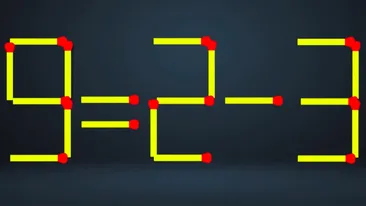 Test IQ cu chibrituri | Corectați 9 = 2 - 3, mutând un singur băț